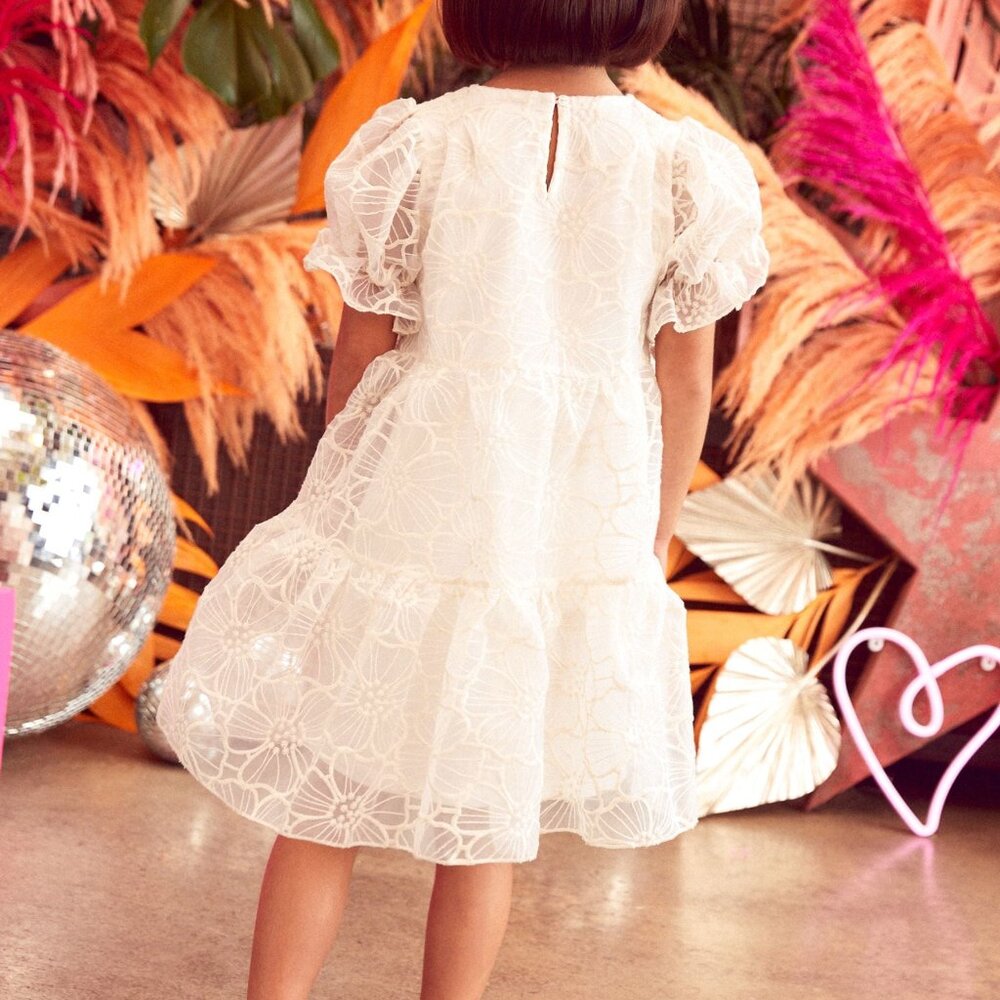 Next Direct England Organza Floral Tiered Party Dress Ivory Ecru Cream 12Y - Picture 4 of 7
